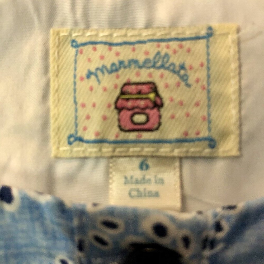 Marmellata Dress Girls 6 Used Blue White - Picture 7 of 11